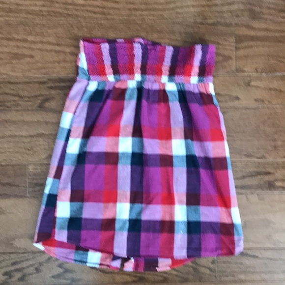 Cute strapless plaid top with elastic back SMALL - Picture 2 of 7